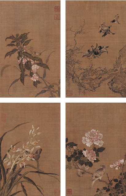 沈铨 兰蝶蔷薇合装 立轴